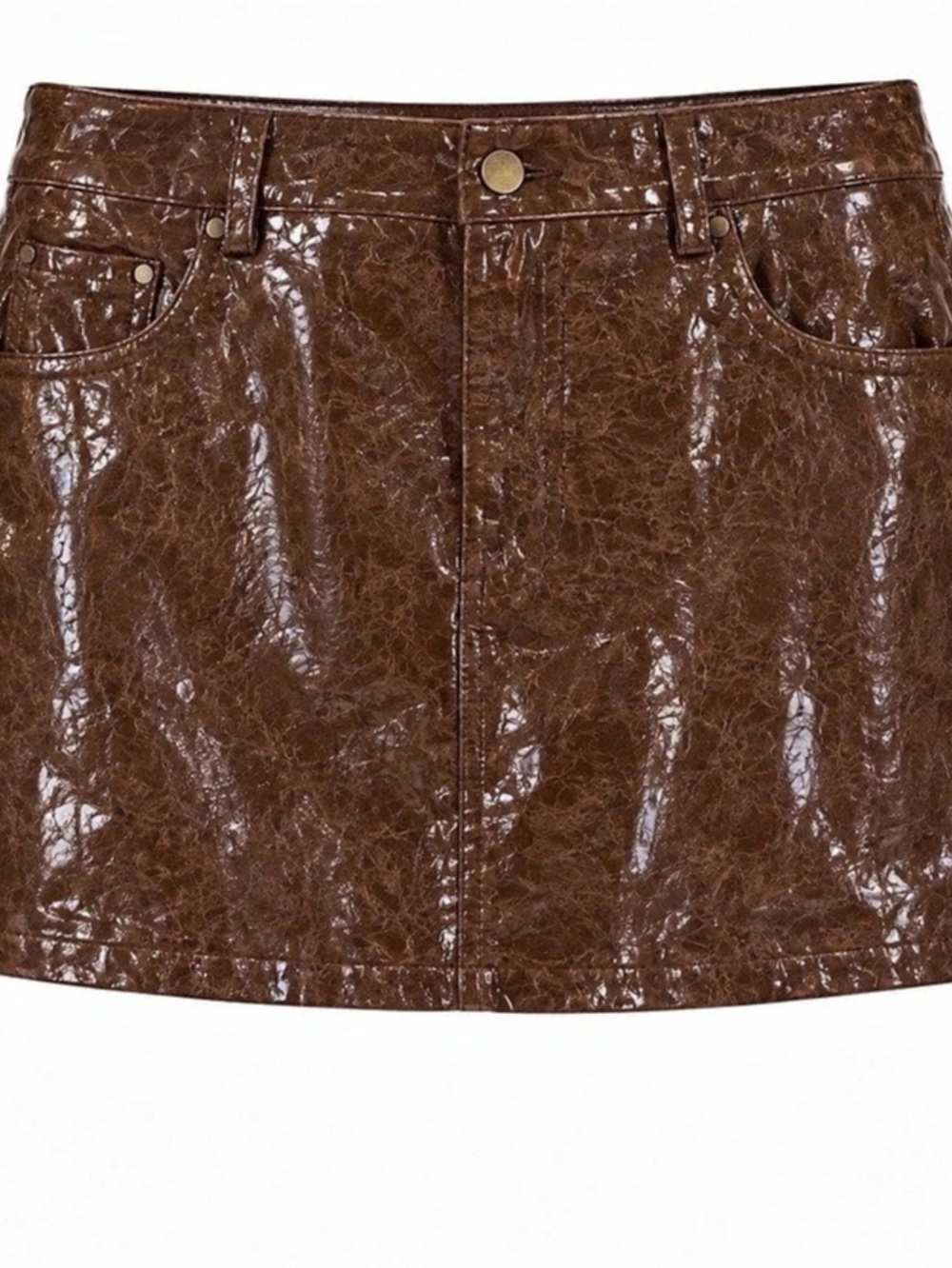 Fashion Nova Brienne Washed Faux Leather Mini Skirt Brown XL